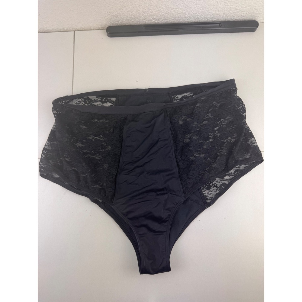 THINX Hi Waist Lace Bikini Panty Underwear Black Size XXXL